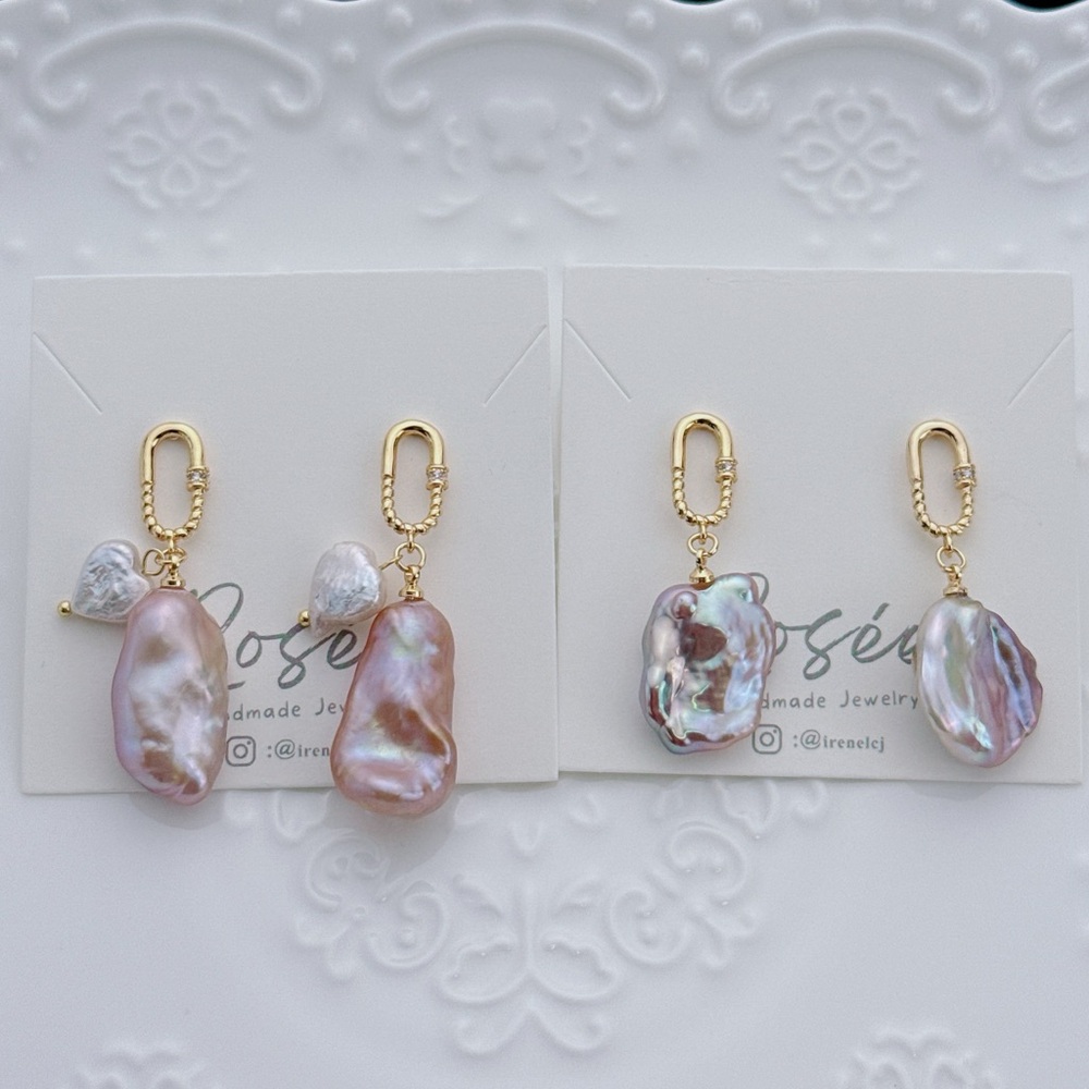 E24 Handmade Freshwater Baroque Pearl Earrings